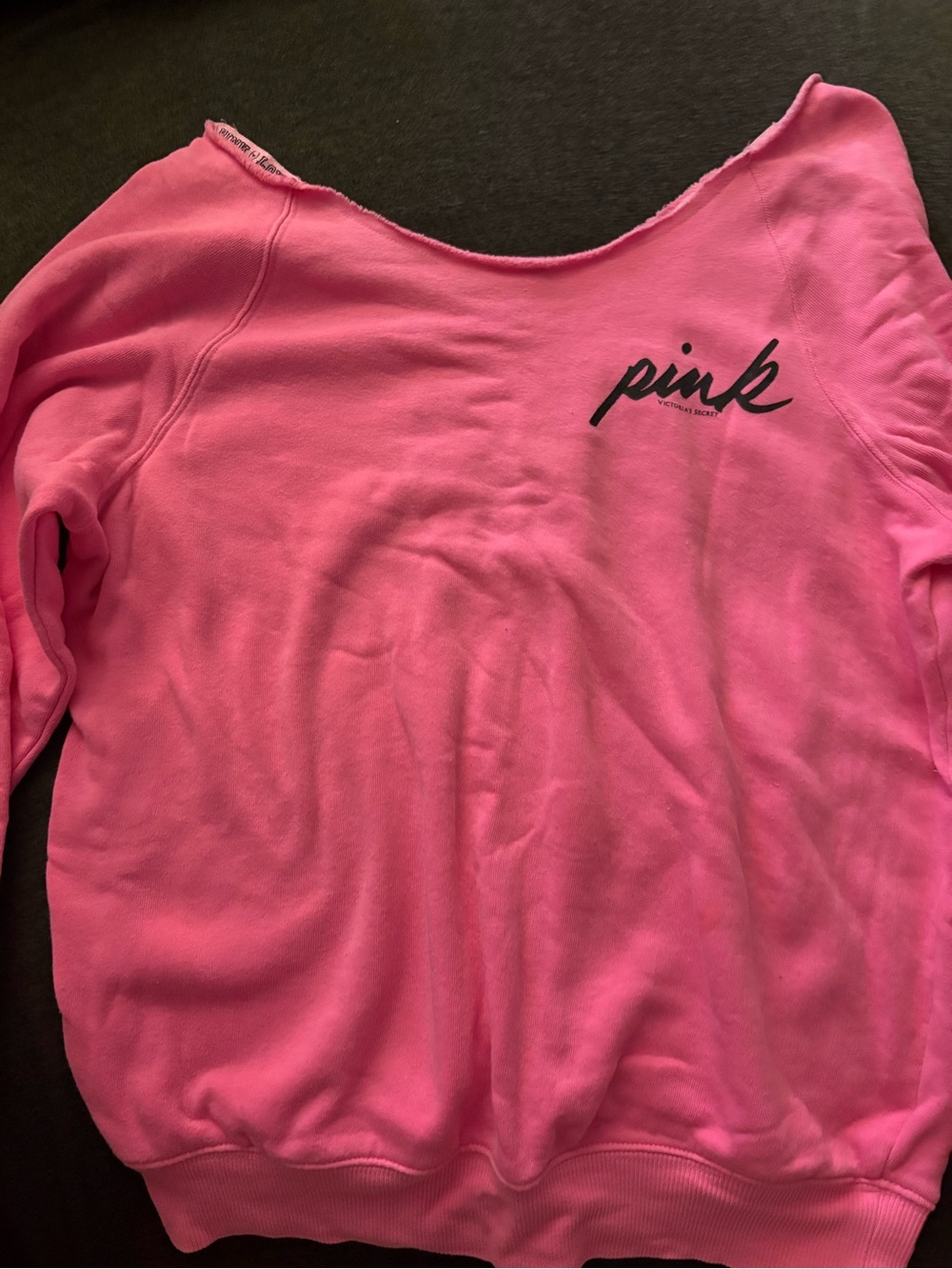 PINK Victoria's Secret Bright Pink Off-Shoulder Sweatshirt